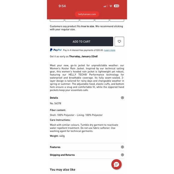 Helly Hansen Women's Koster Rain Jacket XL Navy Hooded Waterproof Rain Coat NWT - Picture 14 of 15